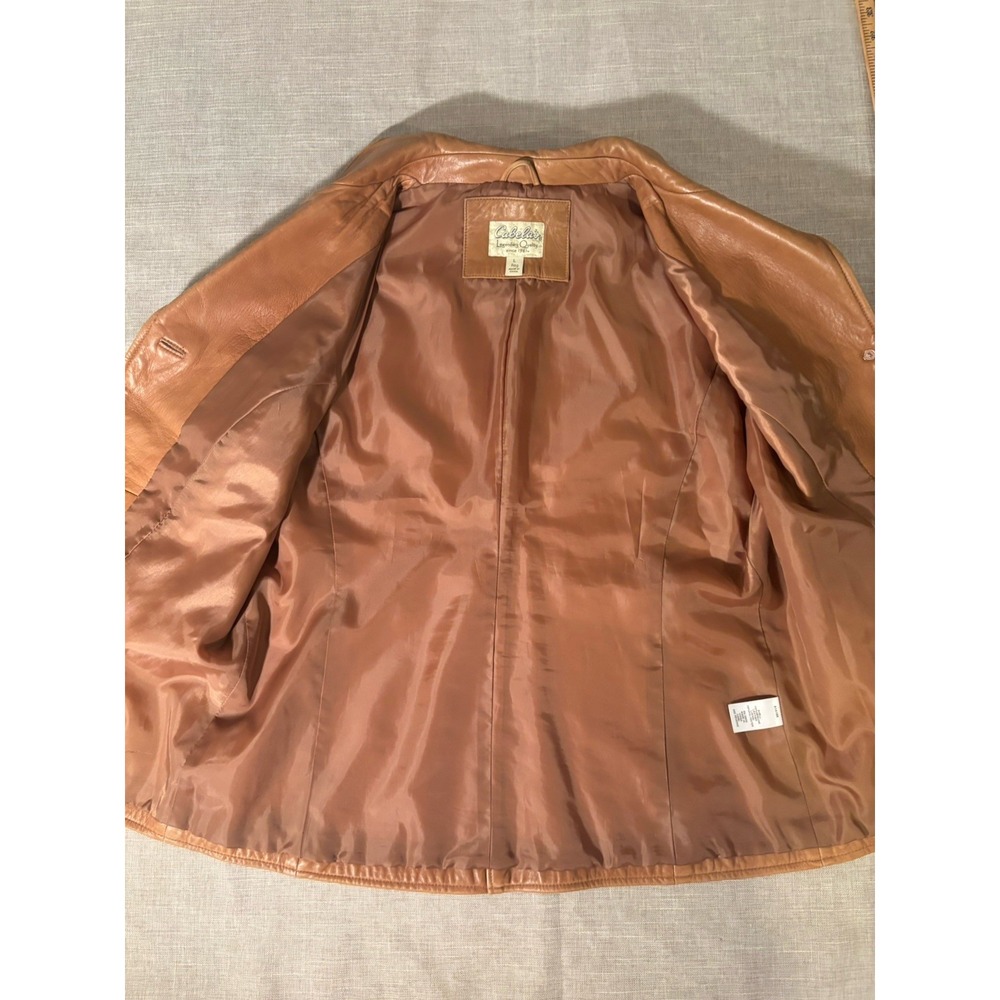 Cabelas Genuine Leather Jacket Womens Large Brown Button Up Buttery Soft Lined - Picture 10 of 16